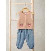 Mamas & Papas 2 Piece Pure Cotton Strawberry Outfit (0-12 Mths) Blue