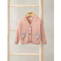 Mamas & Papas Flower Scallop Cardigan (0-3 Yrs) Pink