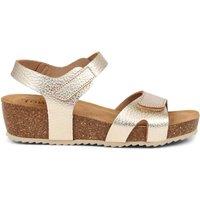 Jones Bootmaker Wide Fit Leather Metallic Flatform Sandals Gold