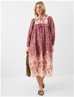 ACCESSORIZE Pure Cotton Floral Midi Kaftan Pink