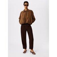 Whistles Pure Linen Barrel Leg Ankle Grazer Trousers Brown