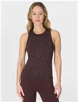 Sweaty Betty Mindful Flex Modal Rich Animal Print Vest Top Brown Mix