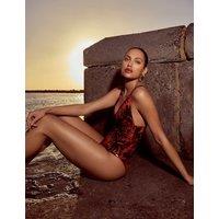Triumph Palm Wired Padded V-Neck Swimsuit (B-D) Dark Brown