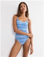 Printed Padded Scoop Neck Swimsuit (B-D)