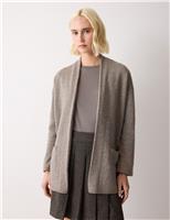 Jigsaw Wool Rich Edge to Edge Longline Cardigan Taupe