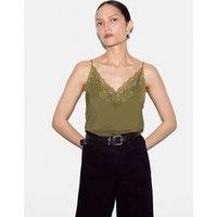 Jigsaw Modal Rich V-Neck Lace Trim Cami Top Light Green