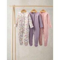 Mamas & Papas 3 Pack Floral Sleepsuits (7lbs-24 Mths) Pink