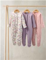 3 Pack Floral Sleepsuits (7lbs-24 Mths)