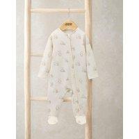 Mamas & Papas Pure Cotton Teddy Bear Sleepsuit (6lbs-9 Mths) Cream