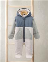 Pure Cotton Colour Block Lightweight Pramsuit (7lbs-12 Mths)