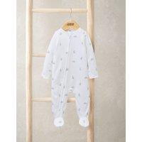 Mamas & Papas Pure Cotton Bunny Print Sleepsuit (6lbs-6 Mths) White
