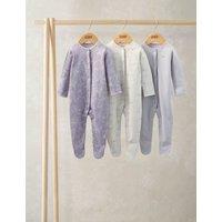 Mamas & Papas 3 Pack Pure Cotton Star Print Sleepsuits (6lbs-24 Mths) Grey