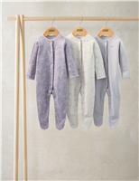 3 Pack Pure Cotton Star Print Sleepsuits (6lbs-24 Mths)