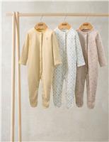 3 Pack Pure Cotton Floral Sleepsuits (7lbs-24 Mths)