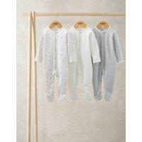 Mamas & Papas 3 Pack Pure Cotton Kite Sleepsuits White