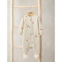 Mamas & Papas Pure Cotton Cherry Print Sleepsuit (7lbs-12 Mths) Cream