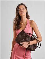 Katie Loxton Faux Leather Woven Tote Shoulder Bag Green