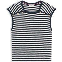 Tommy Hilfiger Pure Cotton Striped Square Neck Knitted Vest Navy Mix