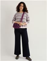 Seasalt Cornwall Cotton Rich Striped Jumper With Linen Teal Mix