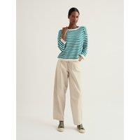 Seasalt Cornwall Cotton Rich Striped Jumper With Linen Teal Mix