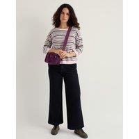 Seasalt Cornwall Cotton Rich Striped Jumper With Linen Purple Mix