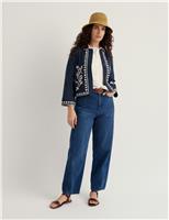 Seasalt Cornwall Pure Cotton Embroidered Lightweight Jacket Navy Mix