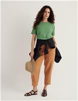 Pure Linen Straight Leg Cropped Trousers