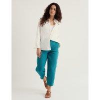 Seasalt Cornwall Pure Linen Straight Leg Cropped Trousers Teal