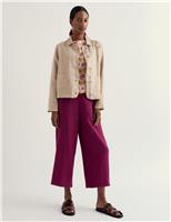 Seasalt Cornwall Pure Linen Side Zip Wide Leg Culottes Pink