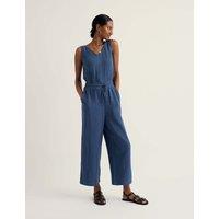 Seasalt Cornwall Pure Cotton Sleeveless Cropped Jumpsuit Blue