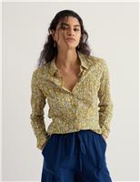 Seasalt Cornwall Pure Cotton Floral Print Shirt Yellow Mix