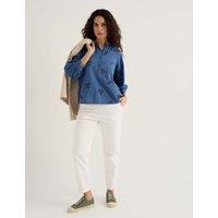 Seasalt Cornwall Pure Cotton Embroidered Blouson Sleeve Blouse Blue Mix