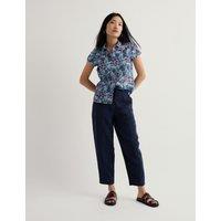 Seasalt Cornwall Pure Cotton Floral Collared Shirt Blue Mix