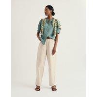Seasalt Cornwall Pure Cotton Round Neck Relaxed Blouse Blue