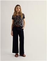 Seasalt Cornwall Cotton Blend Floral T-Shirt Navy Mix