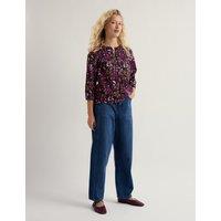 Seasalt Cornwall Pure Cotton Jersey Floral Top Navy Mix