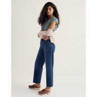 Seasalt Cornwall Pure Cotton Floral Notch Neck Top Teal Mix