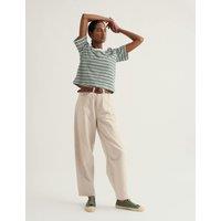 Seasalt Cornwall Pure Cotton Striped T-Shirt Green Mix