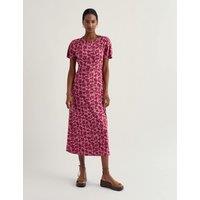 Seasalt Cornwall Cotton Rich Floral Midi Waisted Dress Pink Mix