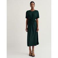 Seasalt Cornwall Cotton Rich Twist Front Midi Waisted Dress Green