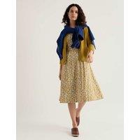Seasalt Cornwall Cotton Rich Floral V-Neck Waisted Dress Yellow Mix