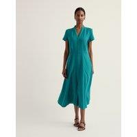 Seasalt Cornwall Pure Linen V-Neck Midi Shirt Dress Teal