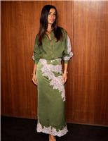 Lace Detail Maxi A-Line Skirt