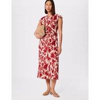 Whistles Floral Midi Column Dress Red Mix