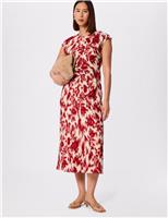 Whistles Floral Midi Column Dress Red Mix