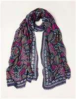 Woven Leaf Print Scarf