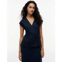 Tommy Hilfiger Linen Rich V-Neck Tie Detail Vest Navy