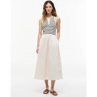 Tommy Hilfiger Pure Cotton Striped Midi Skater Dress Cream Mix