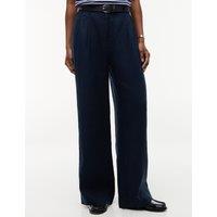 Tommy Hilfiger Linen Rich Tailored Wide Leg Trousers Navy