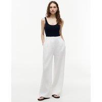 Tommy Hilfiger Linen Rich Tailored Wide Leg Trousers White